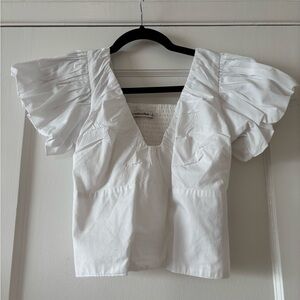 Abercrombie & Fitch White Puff Sleeve Blouse